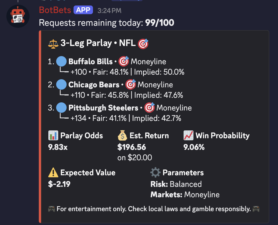 Discord Parlay Bot Output